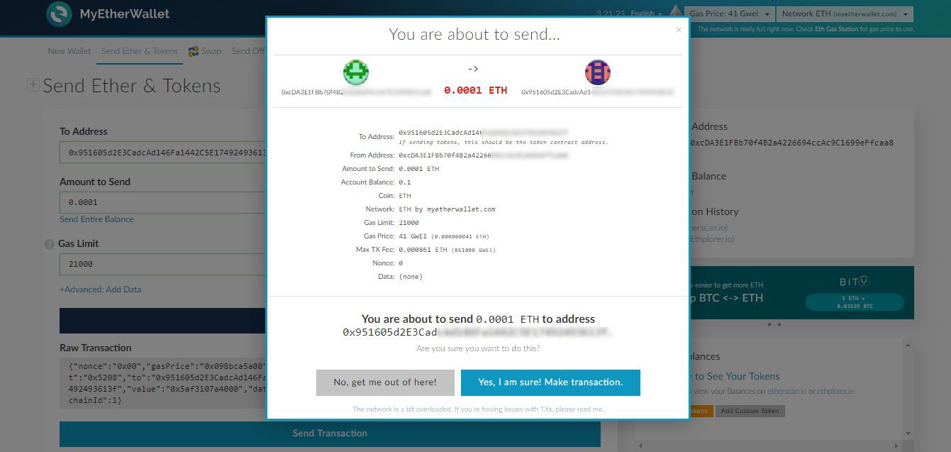 Confirm MEW Transaction